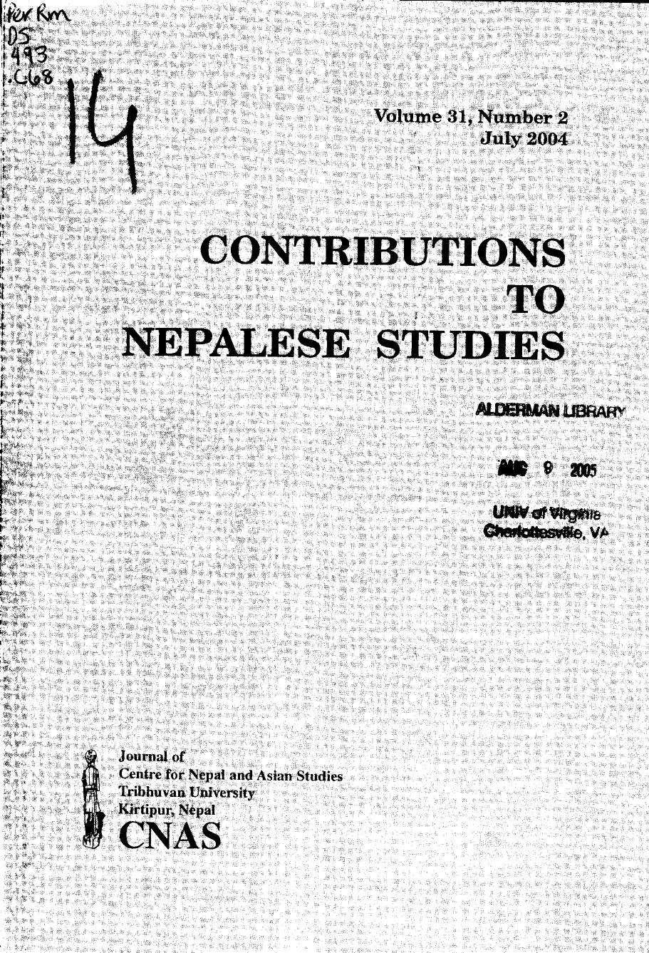 Contributions To Nepalese Studies: Volume31-02